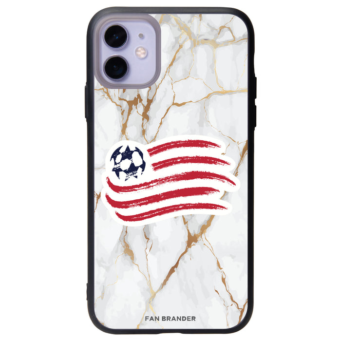 Fan Brander Slate series Phone case with New England Revolution White Marble Background
