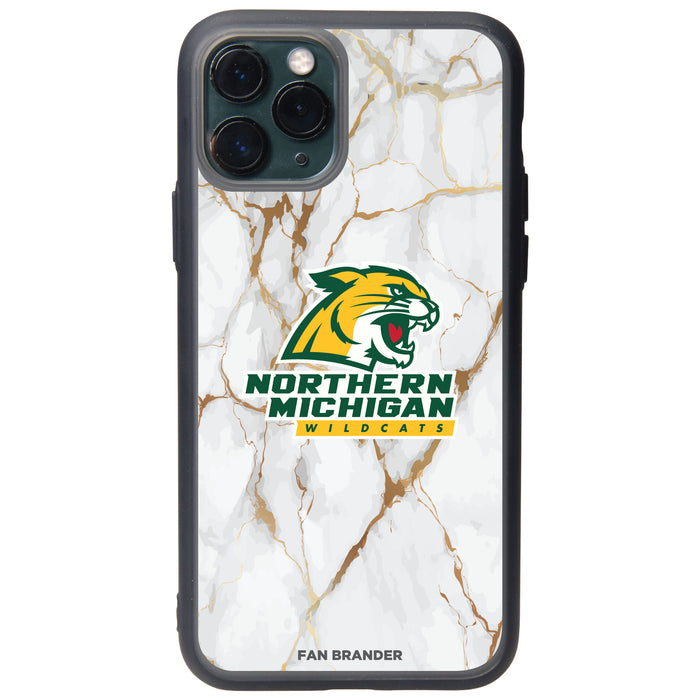 Fan Brander Slate series Phone case with Northern Michigan University Wildcats White Marble Design