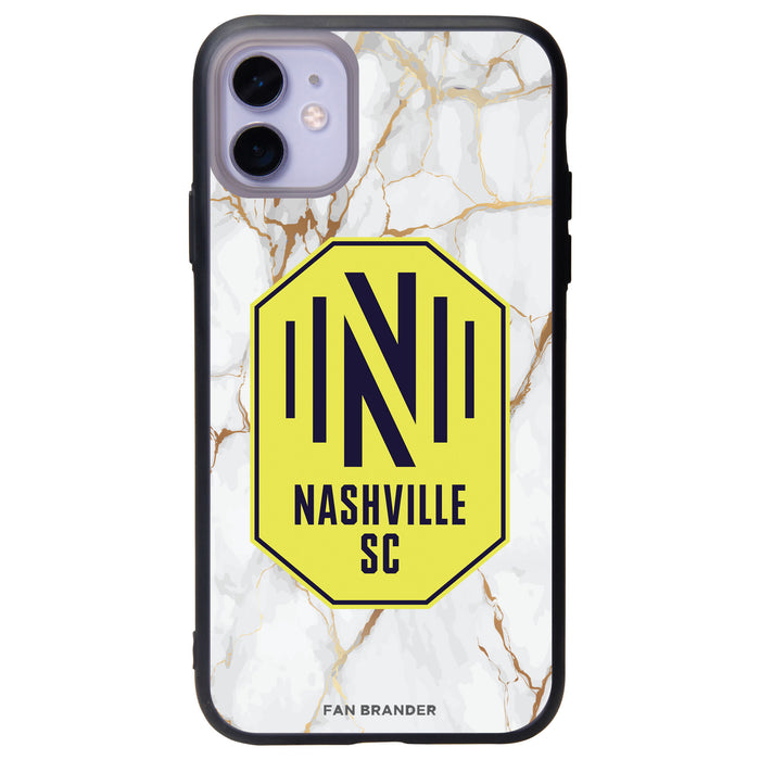Fan Brander Slate series Phone case with Nashville SC White Marble Background