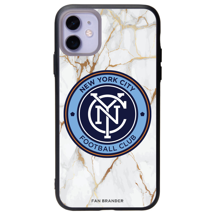 Fan Brander Slate series Phone case with New York City FC White Marble Background