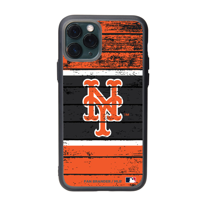 Fan Brander Slate series Phone case with New York Mets Primary Logo on Wood Design