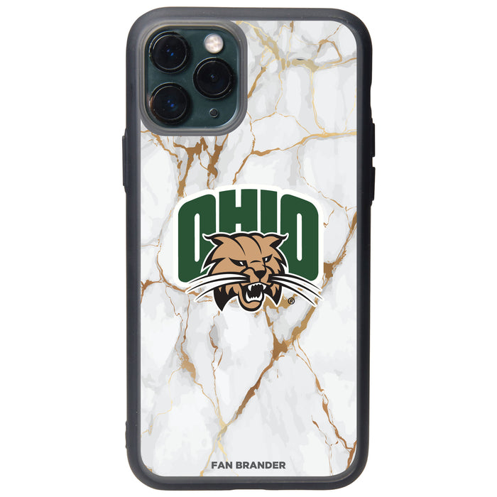 Fan Brander Slate series Phone case with Ohio University Bobcats White Marble Design