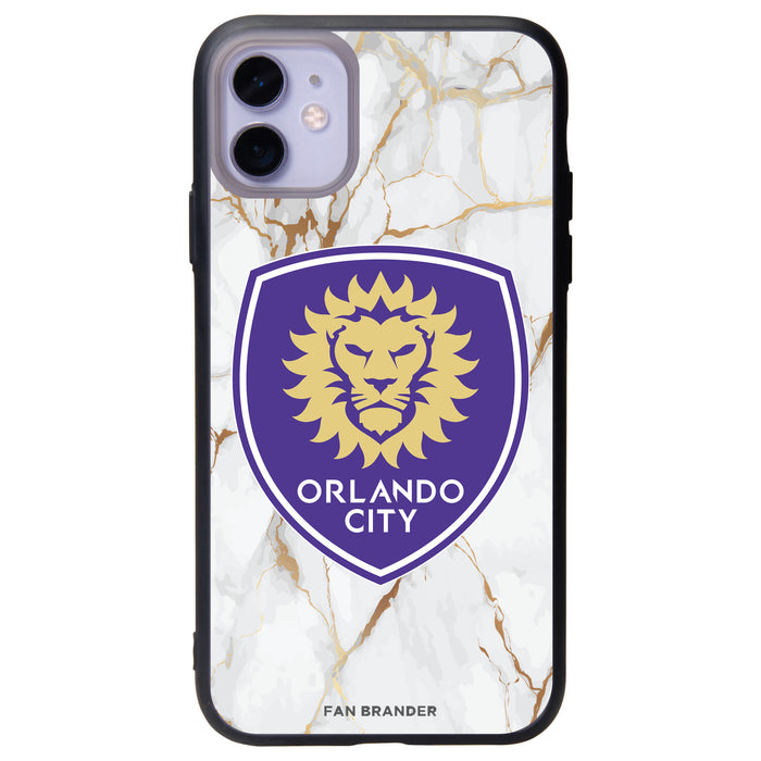 Fan Brander Slate series Phone case with Orlando City SC White Marble Background