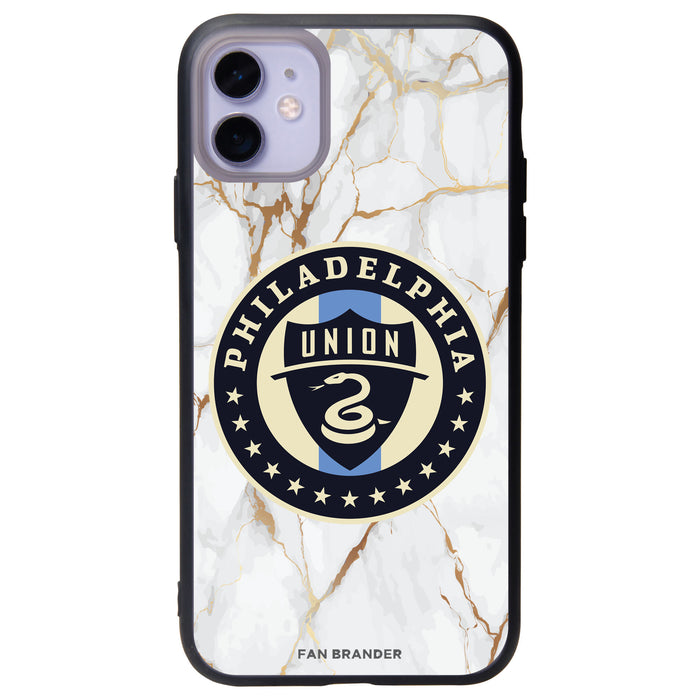 Fan Brander Slate series Phone case with Philadelphia Union White Marble Background