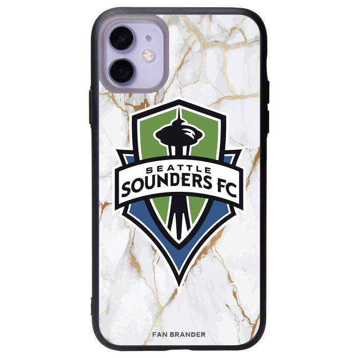 Fan Brander Slate series Phone case with Seatle Sounders White Marble Background