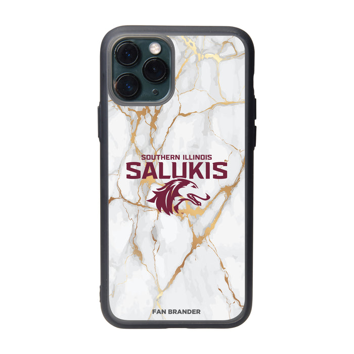 Fan Brander Slate series Phone case with Southern Illinois Salukis White Marble Design