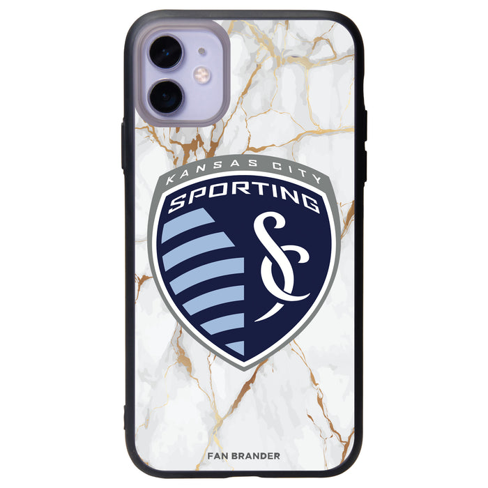 Fan Brander Slate series Phone case with Sporting Kansas City White Marble Background