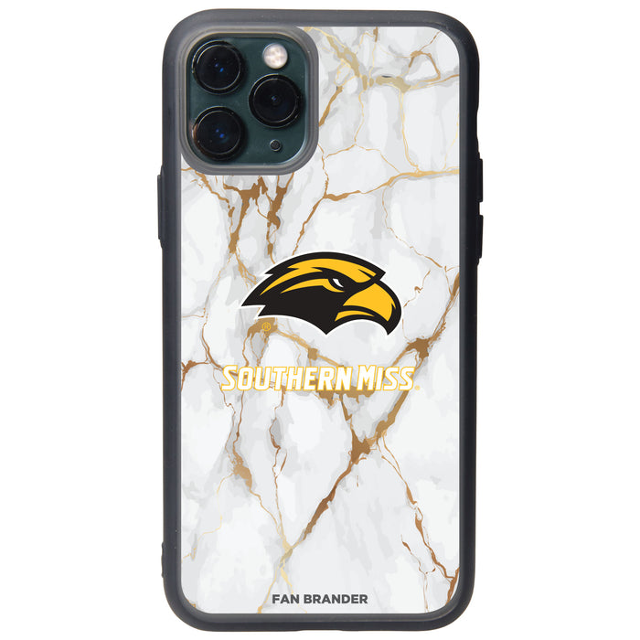 Fan Brander Slate series Phone case with Southern Mississippi Golden Eagles White Marble Design