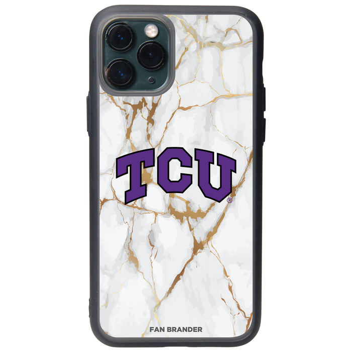 Fan Brander Slate series Phone case with Texas Christian University Horned Frogs White Marble Design