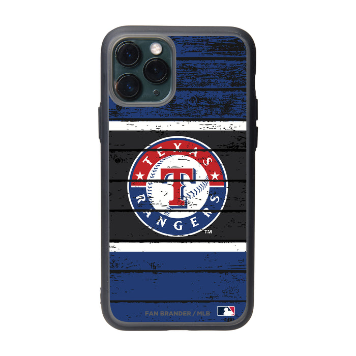 Fan Brander Slate series Phone case with Texas Rangers Primary Logo on Wood Design
