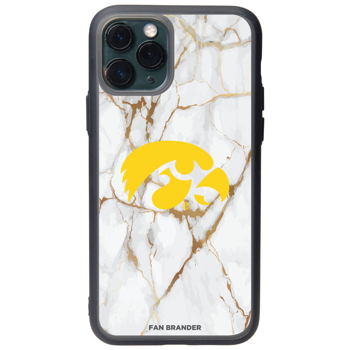Fan Brander Slate series Phone case with Iowa Hawkeyes White Marble Design