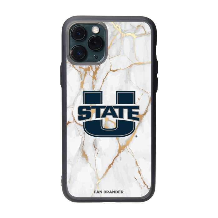 Fan Brander Slate series Phone case with Utah State Aggies White Marble Design
