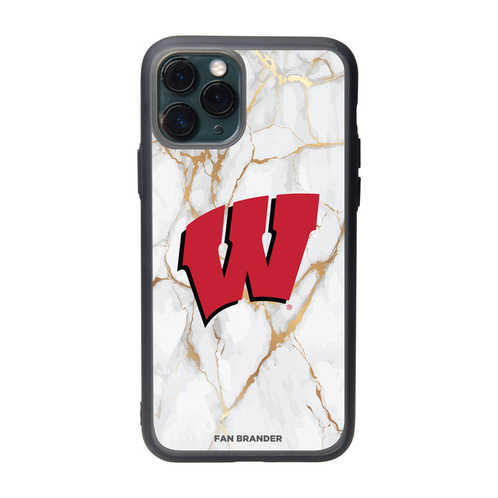 Fan Brander Slate series Phone case with Wisconsin Badgers White Marble Design