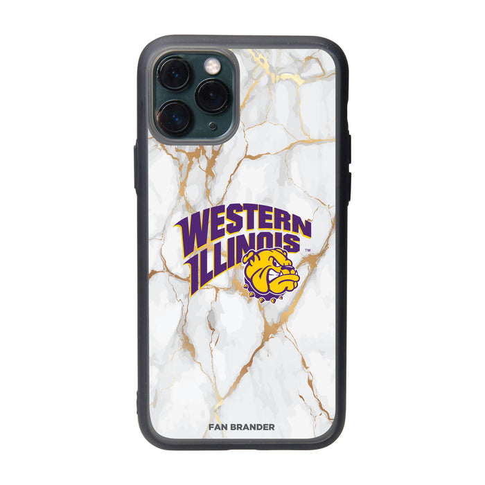 Fan Brander Slate series Phone case with Western Illinois University Leathernecks White Marble Design