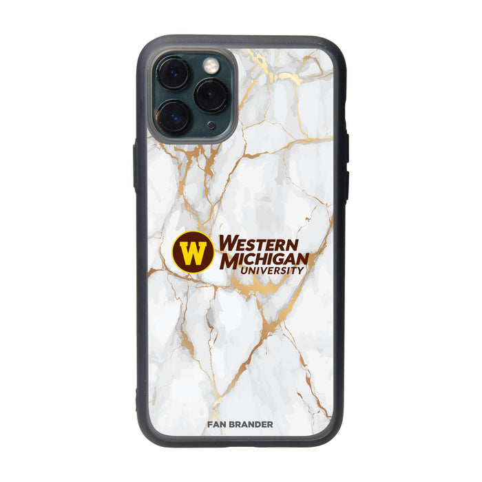 Fan Brander Slate series Phone case with Western Michigan Broncos White Marble Design