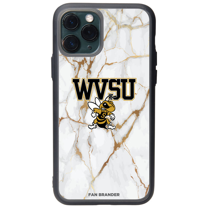 Fan Brander Slate series Phone case with West Virginia State Univ Yellow Jackets White Marble Design