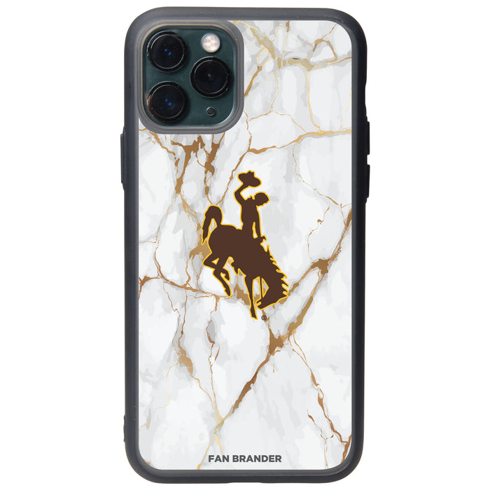 Fan Brander Slate series Phone case with Wyoming Cowboys White Marble Design