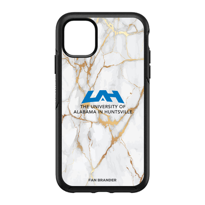 OtterBox Black Phone case with UAH Chargers White Marble Background