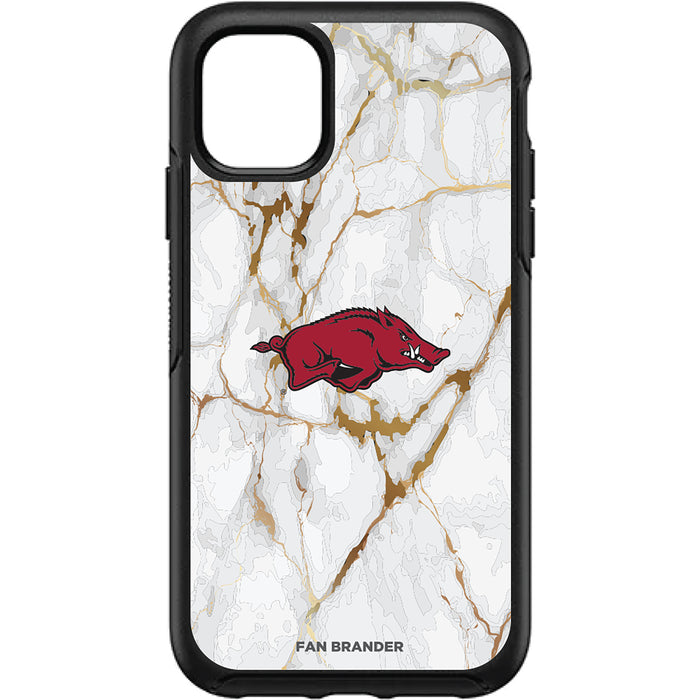 OtterBox Black Phone case with Arkansas Razorbacks White Marble Background