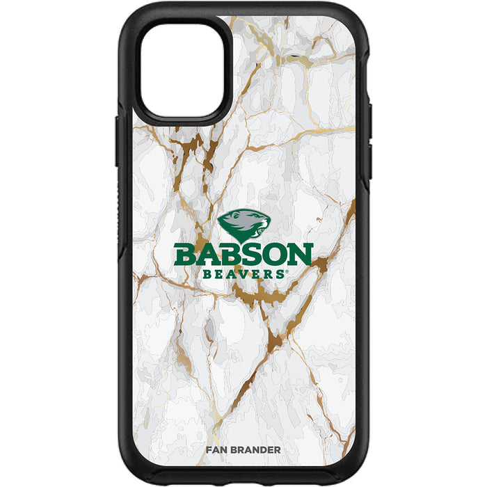 OtterBox Black Phone case with Babson University White Marble Background