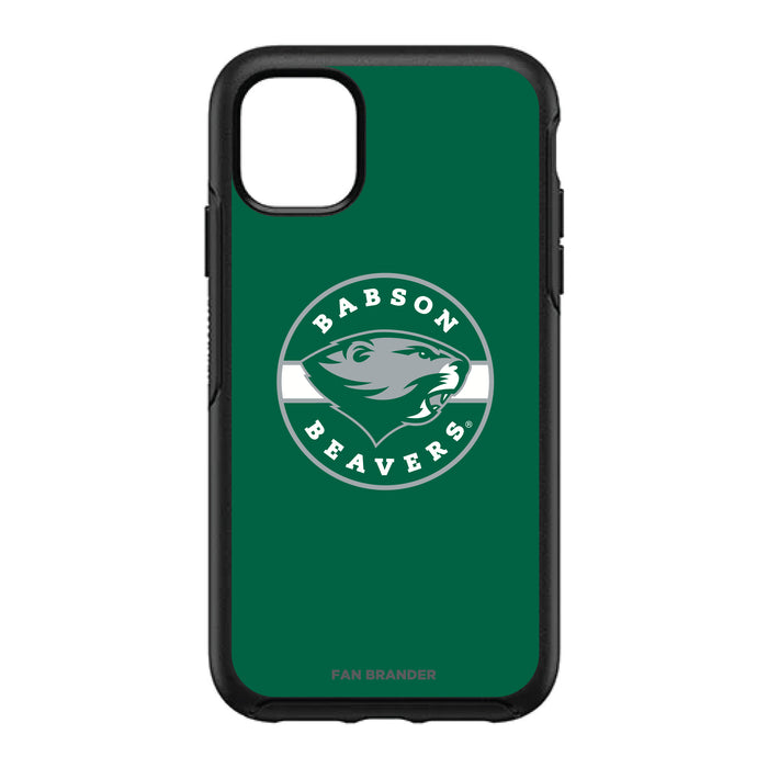 OtterBox Black Phone case with Babson University Primary Logo with Team Background