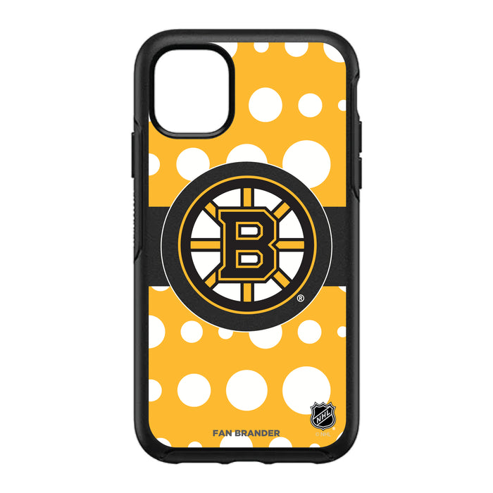 OtterBox Black Phone case with Boston Bruins Polka Dots design