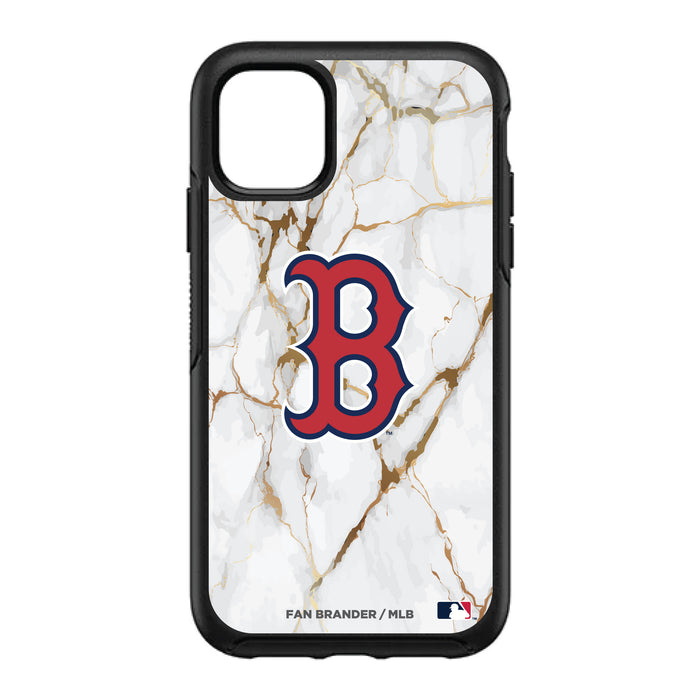 OtterBox Black Phone case with Boston Red Sox Primary Logo on white marble Background