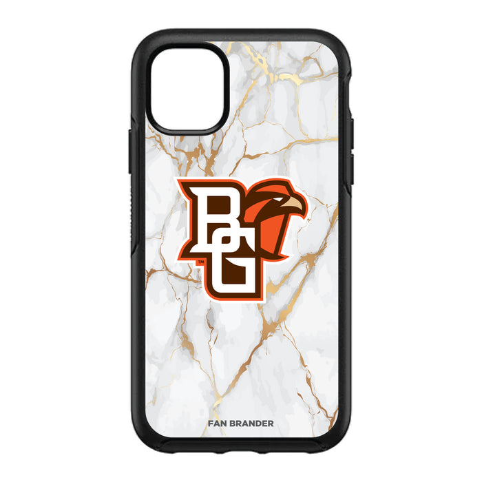 OtterBox Black Phone case with Bowling Green Falcons White Marble Background