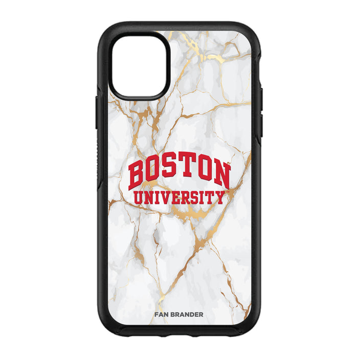 OtterBox Black Phone case with Boston University White Marble Background