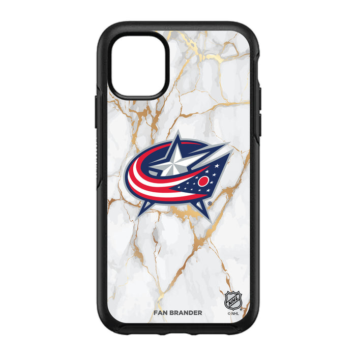 OtterBox Black Phone case with Columbus Blue Jackets White Marble design