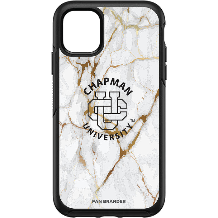 OtterBox Black Phone case with Chapman Univ Panthers White Marble Background