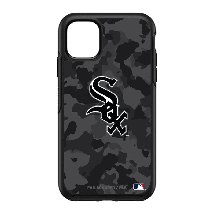 OtterBox Black Phone case with Chicago White Sox Primary Logo Urban Camo background