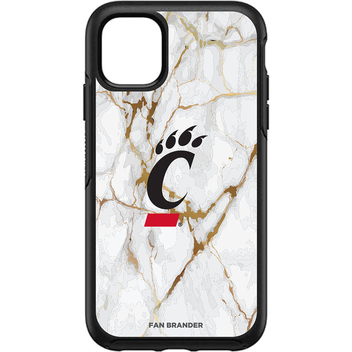 OtterBox Black Phone case with Cincinnati Bearcats White Marble Background