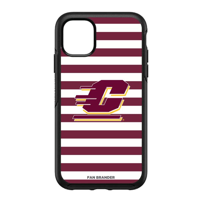 OtterBox Black Phone case with Central Michigan Chippewas Primary Logo and Striped Design