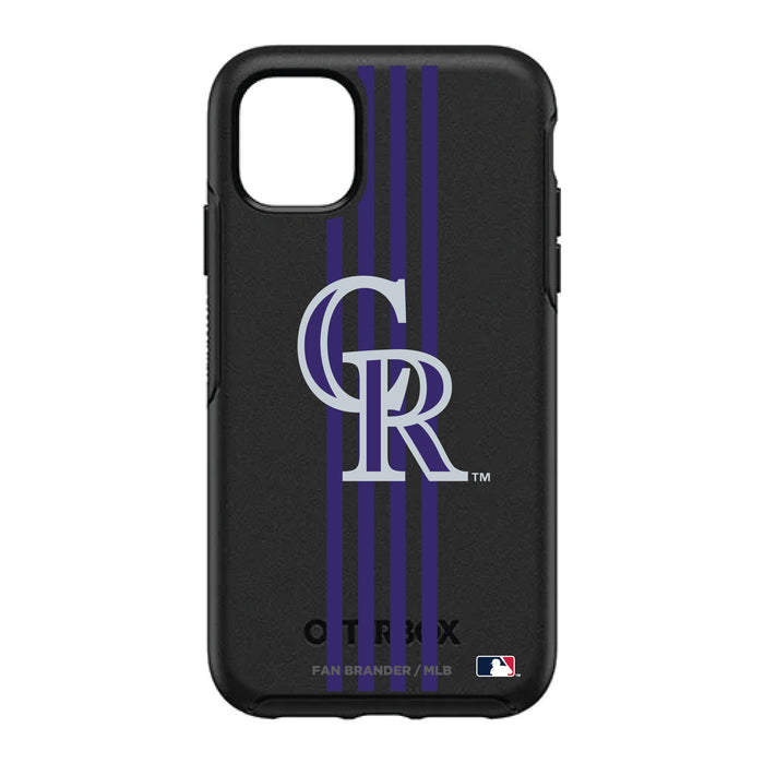 OtterBox Black Phone case with Colorado Rockies Primary Logo and Vertical Stripe