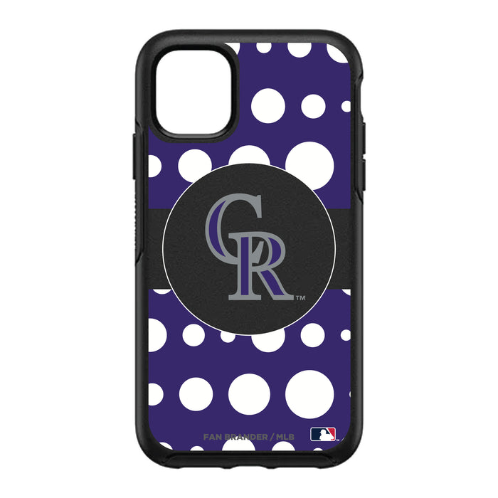 OtterBox Black Phone case with Colorado Rockies Primary Logo and Polka Dots Design