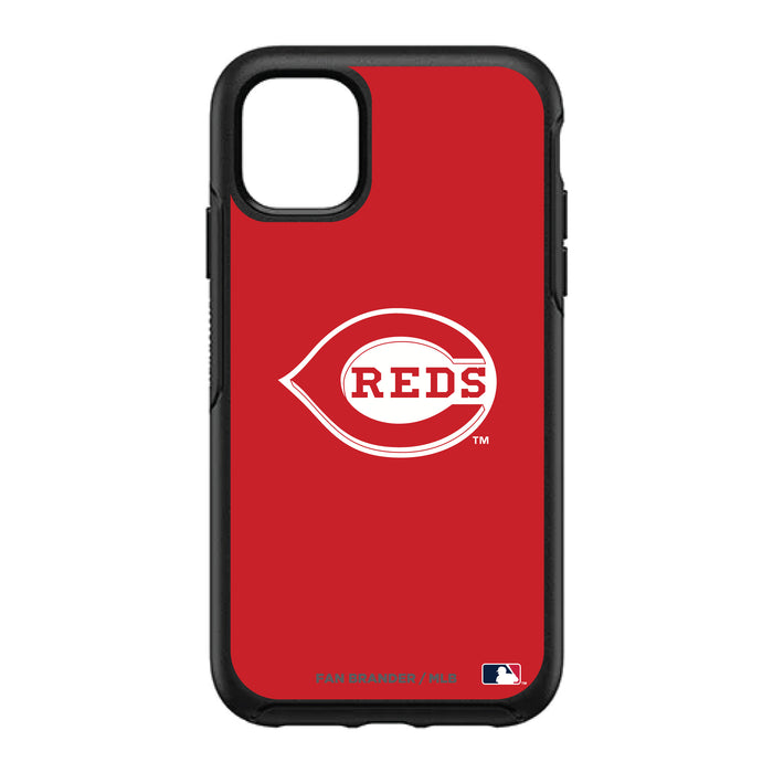 OtterBox Black Phone case with Cincinnati Reds Primary Logo and Team Background