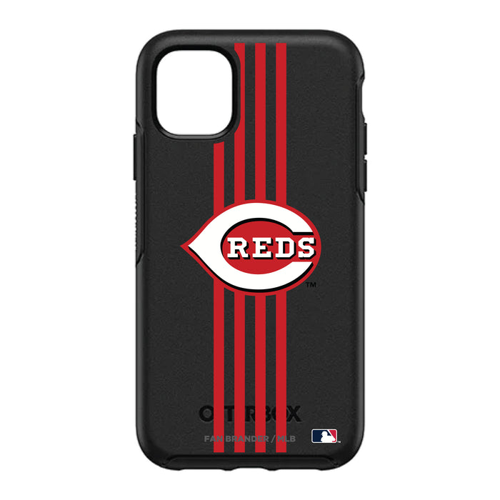 OtterBox Black Phone case with Cincinnati Reds Primary Logo and Vertical Stripe