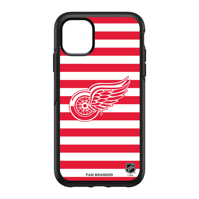 OtterBox Black Phone case with Detroit Red Wings Primary Logo and Striped Design