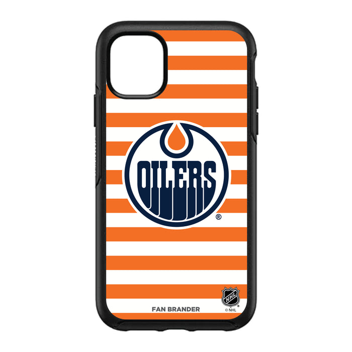 OtterBox Black Phone case with Edmonton Oilers Primary Logo and Striped Design