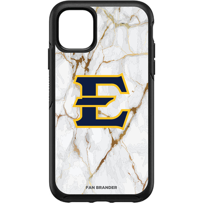 OtterBox Black Phone case with Eastern Tennessee State Buccaneers White Marble Background