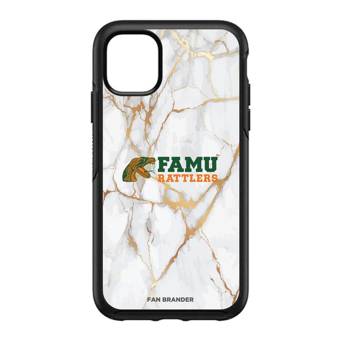 OtterBox Black Phone case with Florida A&M Rattlers White Marble Background