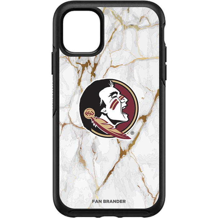 OtterBox Black Phone case with Florida State Seminoles White Marble Background