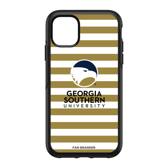 OtterBox Black Phone case with Georgia Southern Eagles Primary Logo and Striped Design