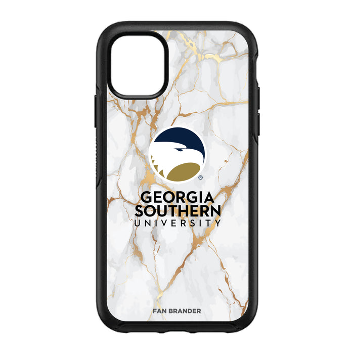 OtterBox Black Phone case with Georgia Southern Eagles White Marble Background