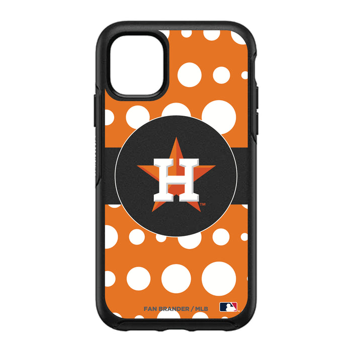 OtterBox Black Phone case with Houston Astros Primary Logo and Polka Dots Design