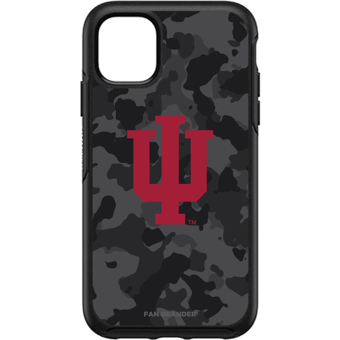 OtterBox Black Phone case with Indiana Hoosiers Urban Camo Background