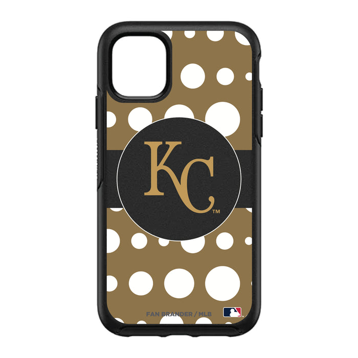 OtterBox Black Phone case with Kansas City Royals Primary Logo and Polka Dots Design