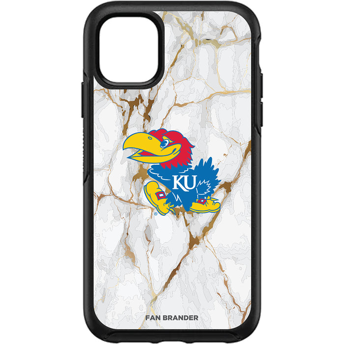 OtterBox Black Phone case with Kansas Jayhawks Tide White Marble Background