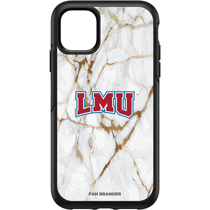 OtterBox Black Phone case with Loyola Marymount University Lions Tide White Marble Background